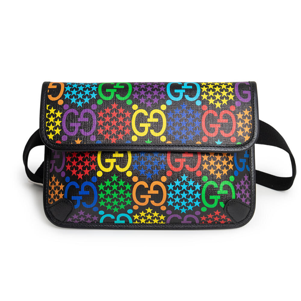 GUCCI GG Psychedelic Belt Bag Canvas Leather Multicolor Body